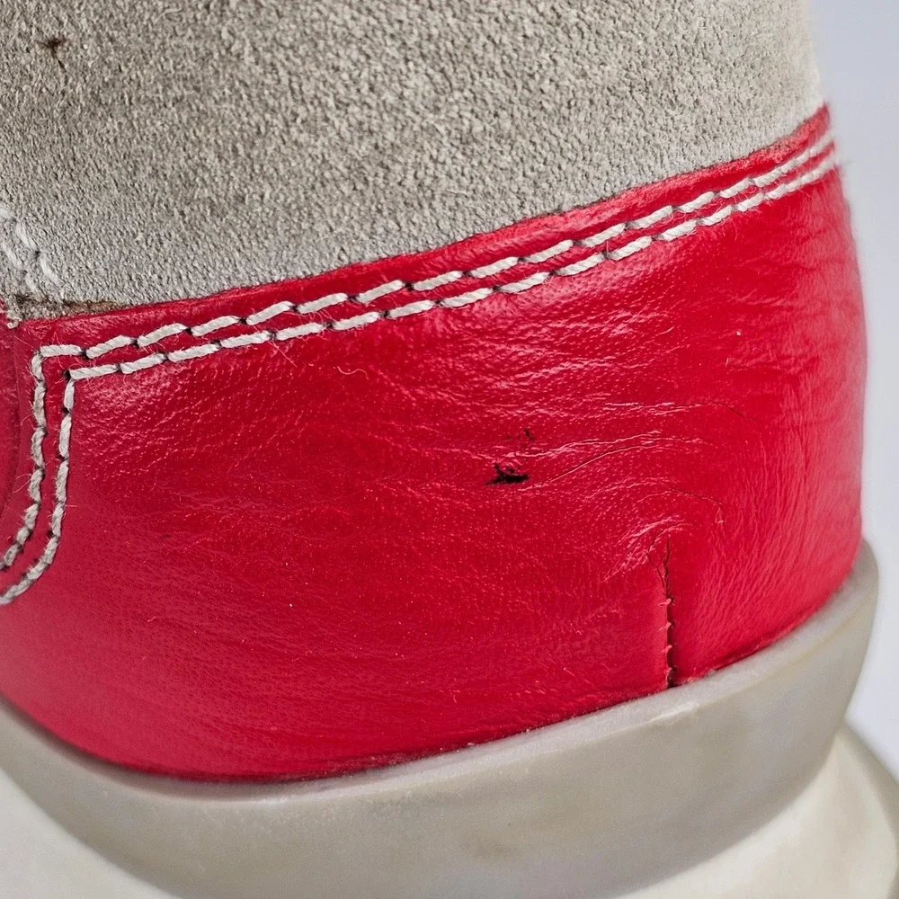 Vintage Prada Americas Cup Red Leather Grey Suede Sneakers E2003 39 Womens
